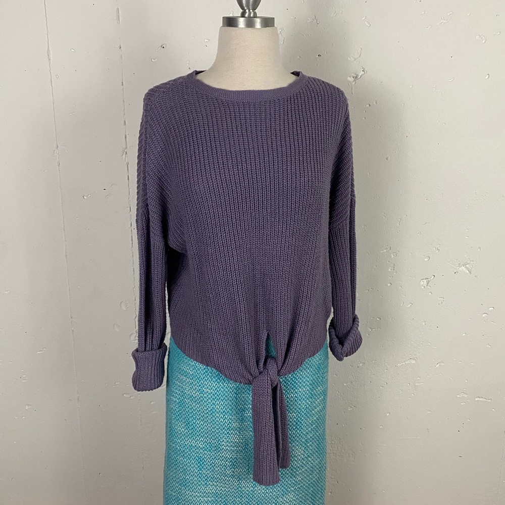Purple Sweater with Front Tie by Universal Thread